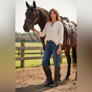 ARIAT Sadler Brown Leather Western Knee High Boots #10017362 Sz 9.5